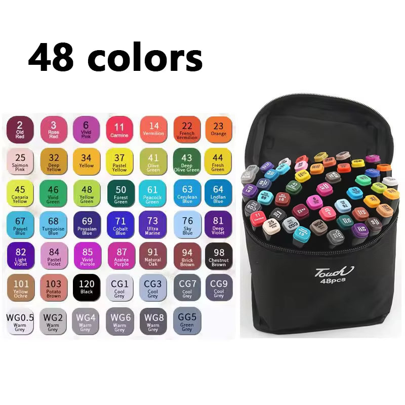 24-80 Colors Oily Art Marker Pen Set for Draw Double Headed Sketching Oily Tip Based Markers Graffiti Manga School Art Supplies