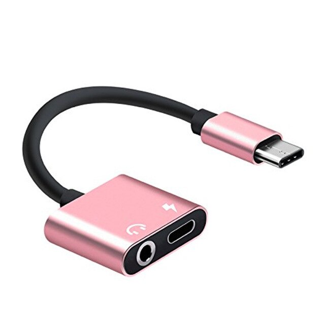 2PCS 2 In 1 Usb Typec Adapter Earphone Charging Splitter To 3.5mm Headphone Jack Audio Aux for Xiaomi Huawei Oneplus Phone Cable