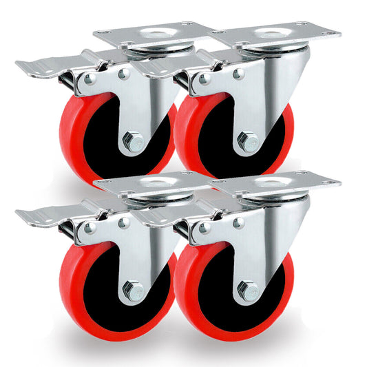 4X Double Bearing 100Mm 700KG Rubber Swivel Castor Wheels Trolley Caster UK