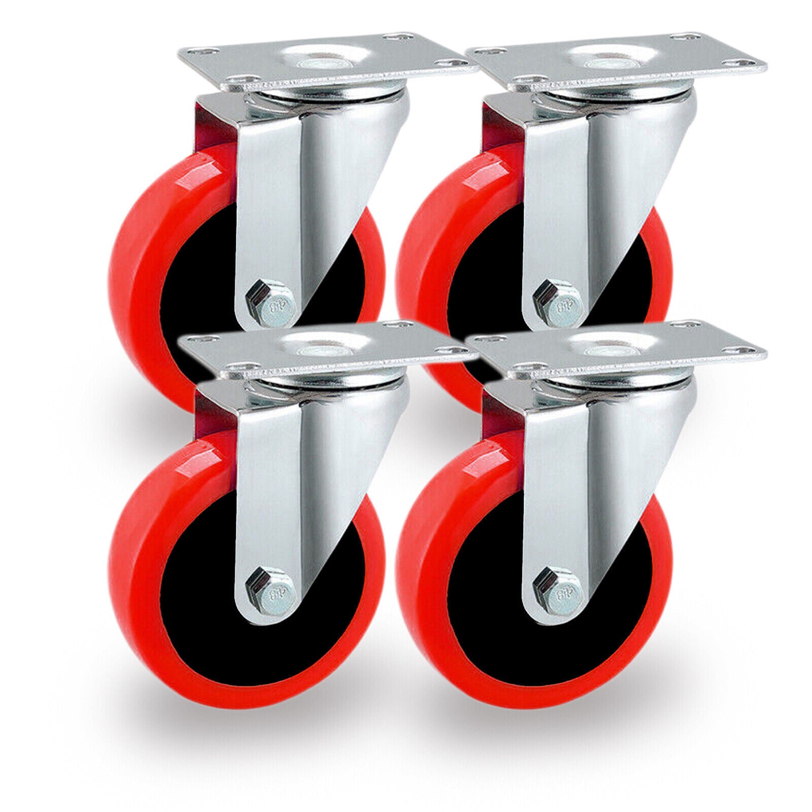 4X Double Bearing 100Mm 700KG Rubber Swivel Castor Wheels Trolley Caster UK