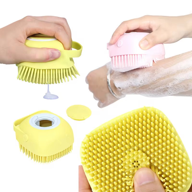 Silicone Shampoo Bath Brush Massage Comb Grooming Scrubber Brush Bathing Accessories Baby Kids Silicon Body Scrubber