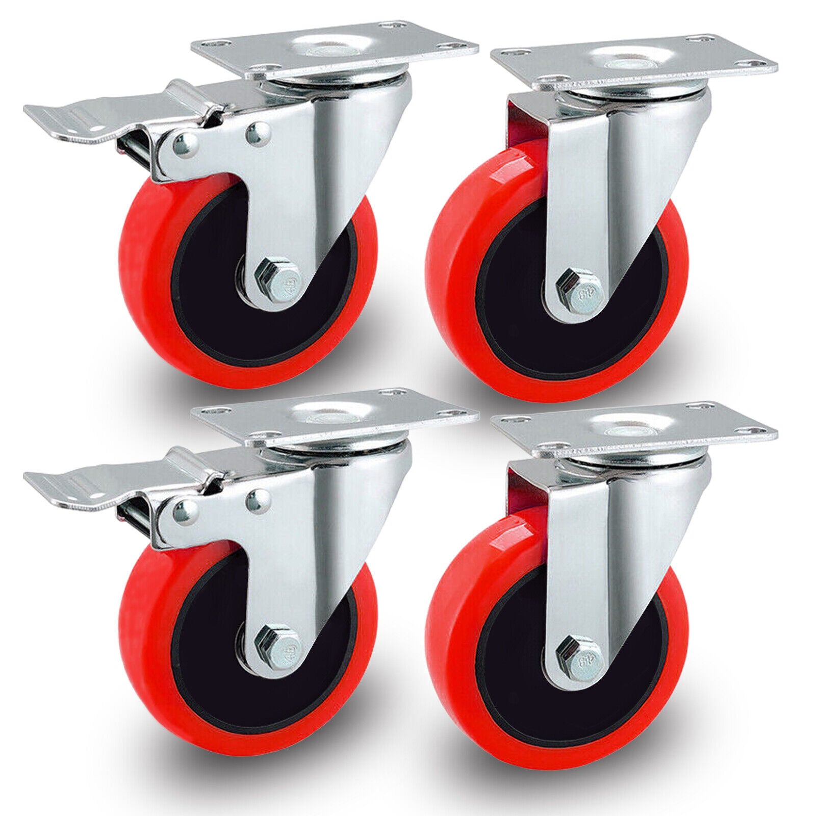 4X Double Bearing 100Mm 700KG Rubber Swivel Castor Wheels Trolley Caster UK