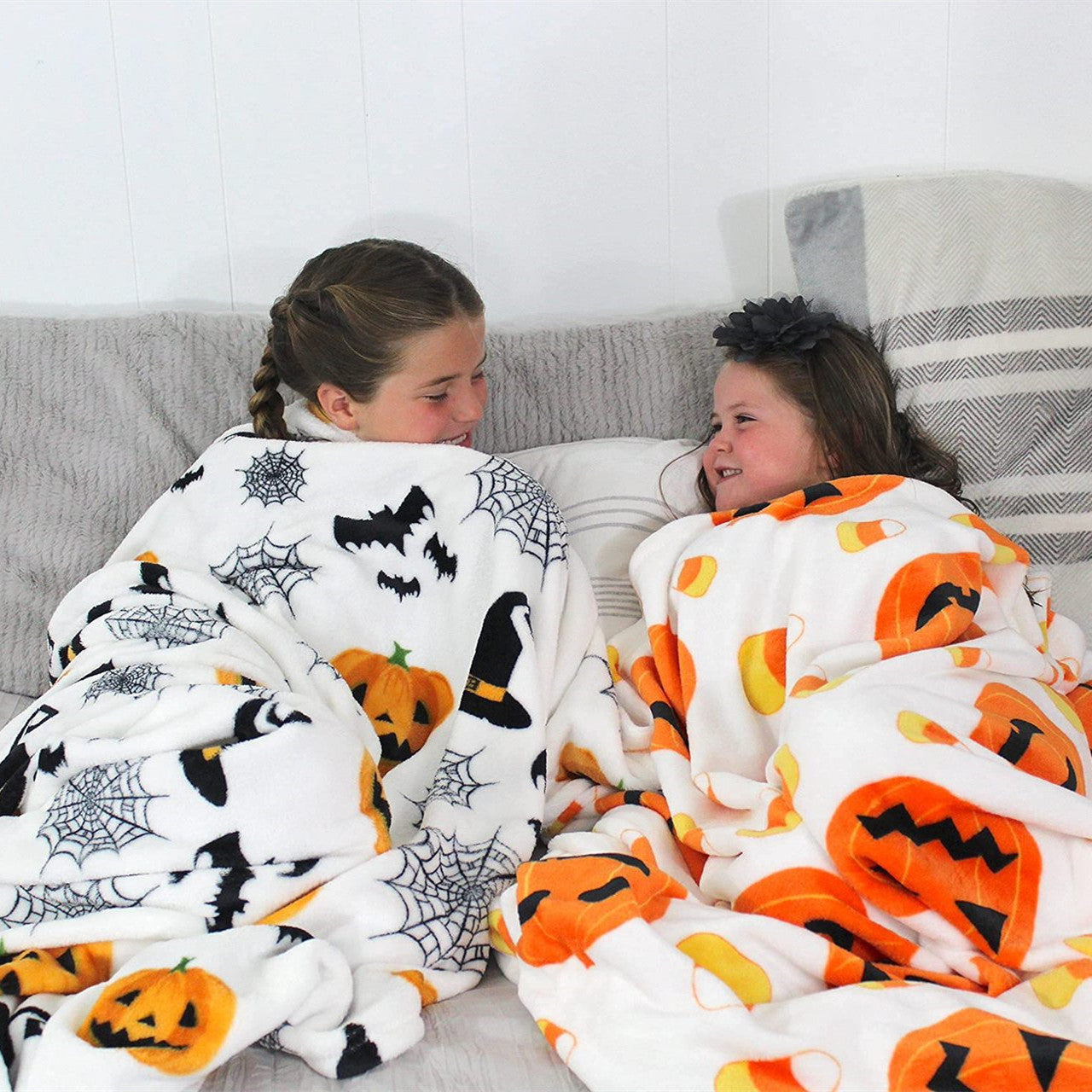 Halloween Pumpkin Bat Holiday Printing Flannel Blanket