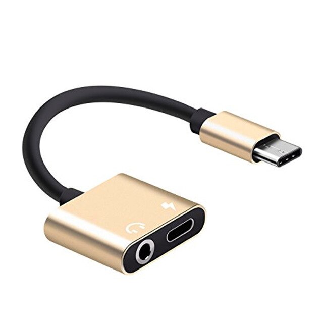 2PCS 2 In 1 Usb Typec Adapter Earphone Charging Splitter To 3.5mm Headphone Jack Audio Aux for Xiaomi Huawei Oneplus Phone Cable