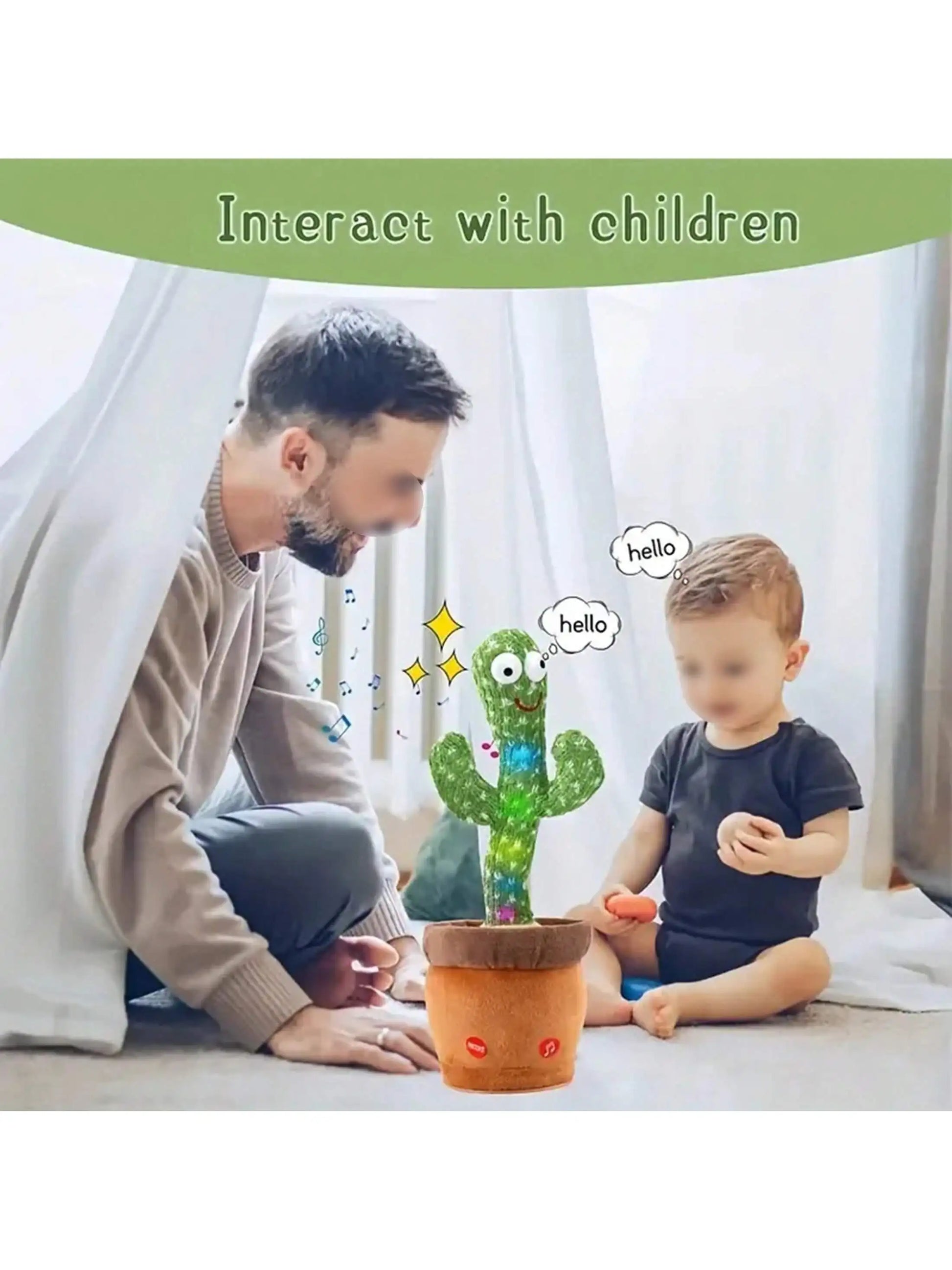 1Pc-Dancing Talking Cactus Toys for Baby Boys and Girls, Singing Mimicking Recording Repeating What You Say Sunny Cactus up Plus