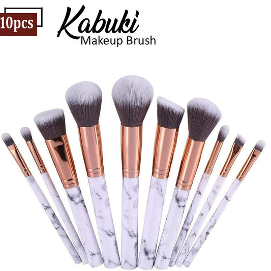 10 Pcs Kabuki Makeup Brushes Set Eye Shadow Blusher Face Powder Foundation UK