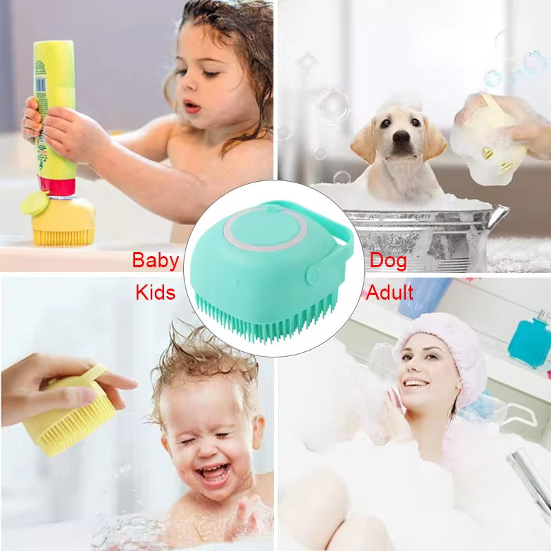 Silicone Shampoo Bath Brush Massage Comb Grooming Scrubber Brush Bathing Accessories Baby Kids Silicon Body Scrubber